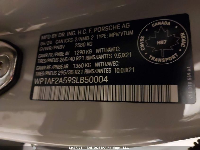 2025 Porsche Macan Gts VIN: WP1AF2A59SLB50004 Lot: 12437771