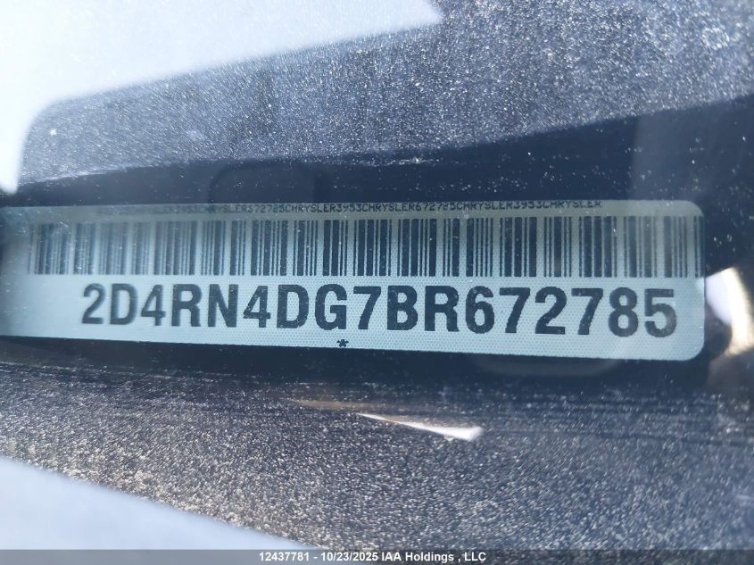2011 Dodge Grand Caravan Se/Sxt VIN: 2D4RN4DG7BR672785 Lot: 12437781