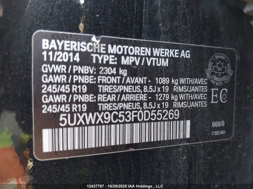 5UXWX9C53F0D55269 2015 BMW X3 photo no. 9