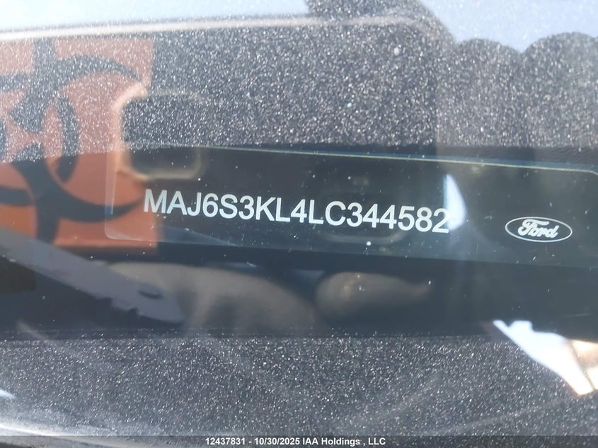 2020 Ford Ecosport Titanium VIN: MAJ6S3KL4LC344582 Lot: 12437831