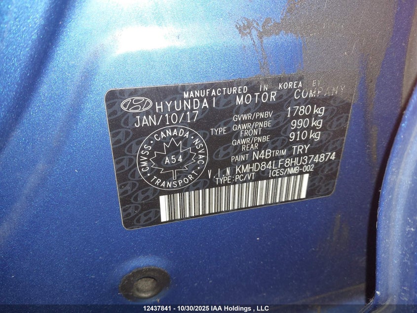 KMHD84LF8HU374874 2017 HYUNDAI ELANTRA photo no. 18