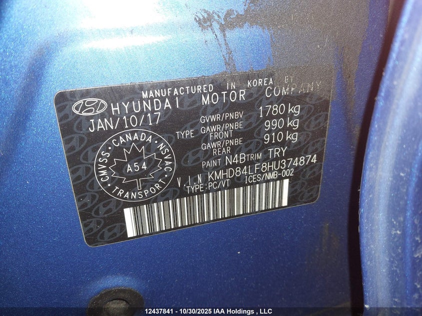 KMHD84LF8HU374874 2017 HYUNDAI ELANTRA photo no. 9