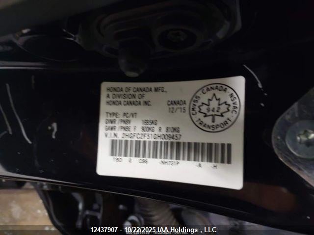 2HGFC2F51GH009457 2016 HONDA CIVIC photo no. 10