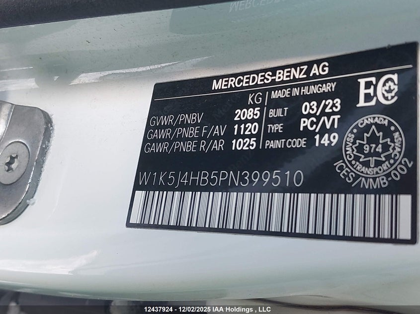W1K5J4HB5PN399510 2023 MERCEDES-BENZ CLA-KLASSE photo no. 9