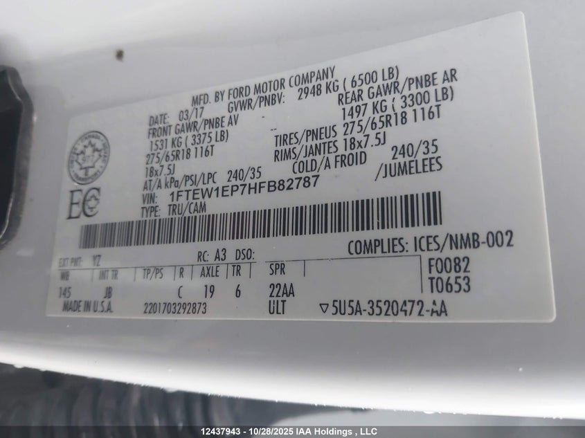 1FTEW1EP7HFB82787 2017 FORD F-150 photo no. 9