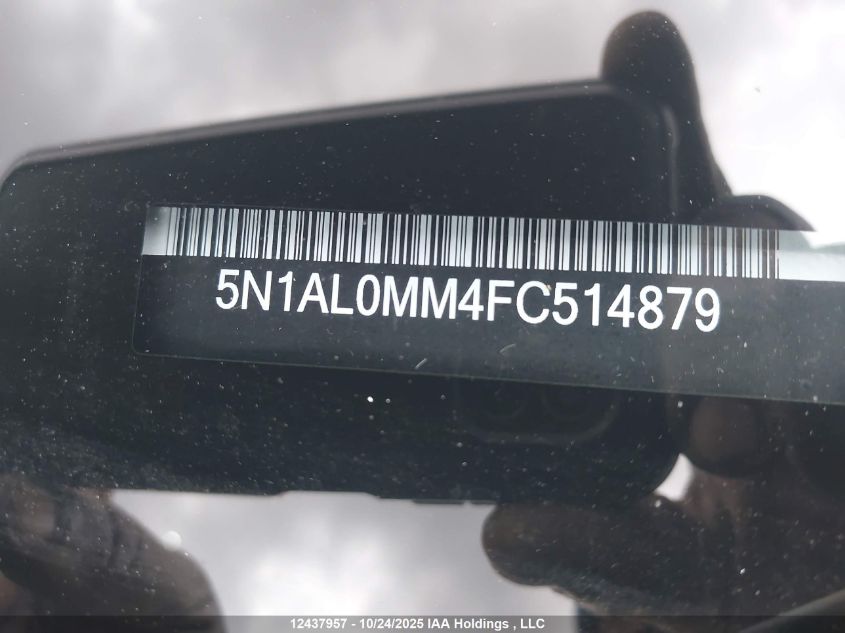 2015 Infiniti Qx60 VIN: 5N1AL0MM4FC514879 Lot: 12437957