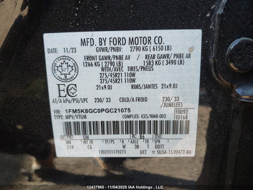 1FM5K8GC0PGC21075 2023 FORD EXPLORER photo no. 9