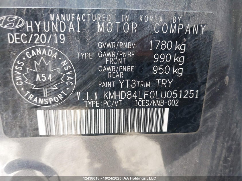 KMHD84LF0LU051251 2020 HYUNDAI ELANTRA photo no. 9
