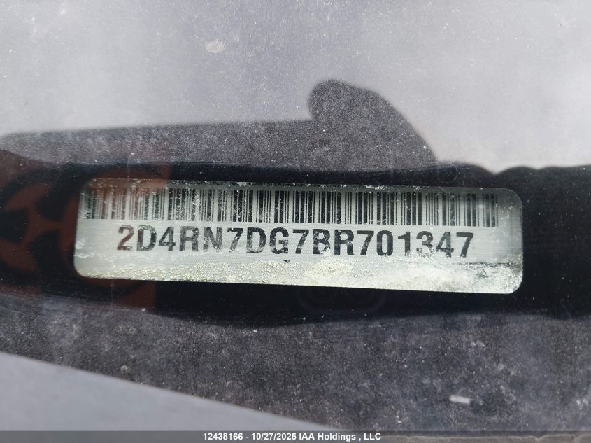 2011 Dodge Grand Caravan R/T VIN: 2D4RN7DG7BR701347 Lot: 12438166