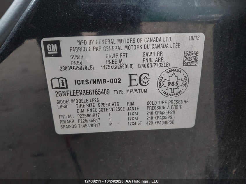 2GNFLEEK3E6165409 2014 CHEVROLET EQUINOX photo no. 9