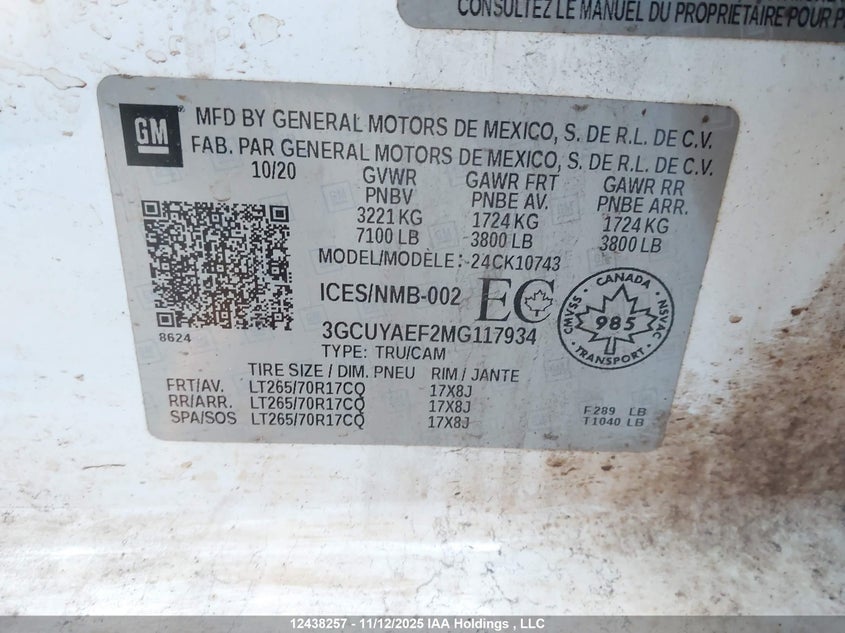 3GCUYAEF2MG117934 2021 CHEVROLET SILVERADO photo no. 9