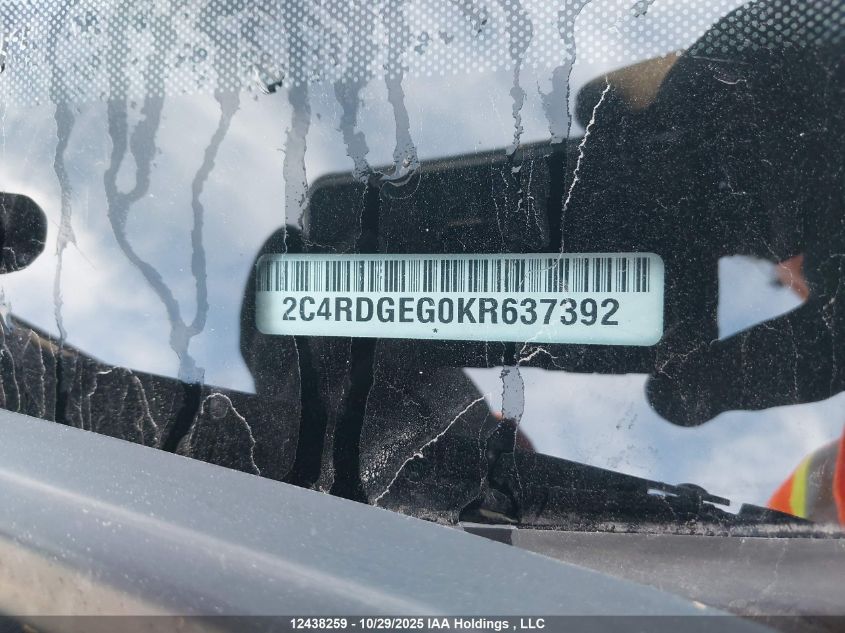 2019 Dodge Grand Caravan Gt VIN: 2C4RDGEG0KR637392 Lot: 12438259