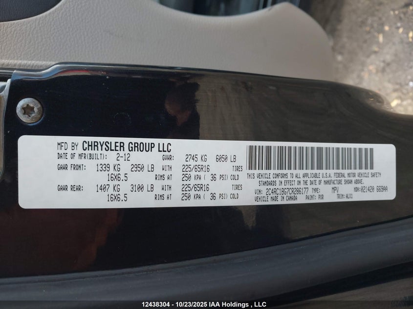 2C4RC1BG7CR286177 2012 CHRYSLER TOWN & COUNTRY photo no. 9