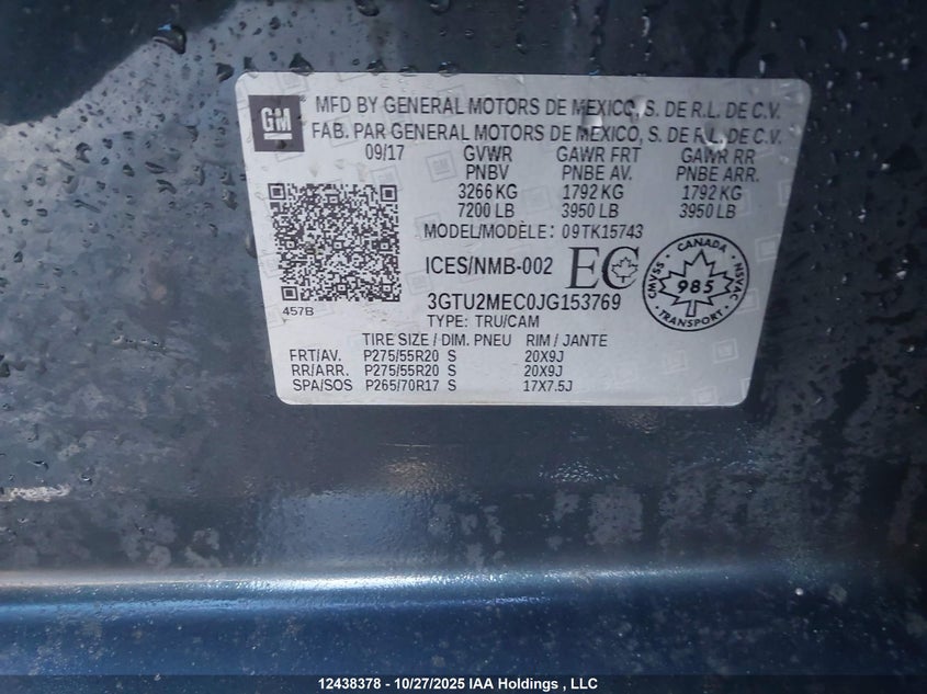 3GTU2MEC0JG153769 2018 GMC SIERRA photo no. 20