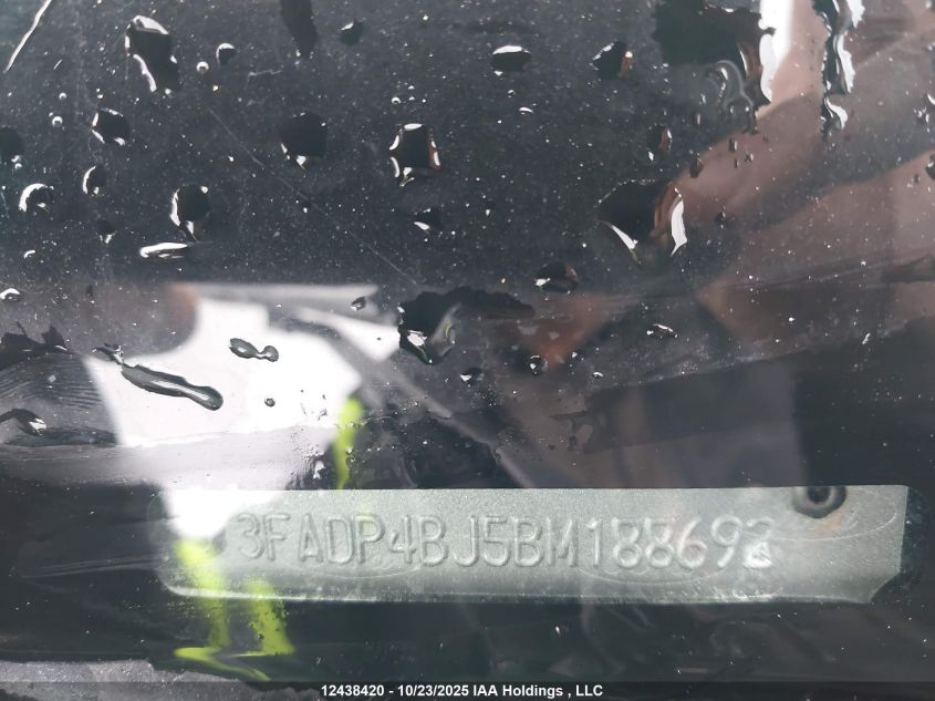 2011 Ford Fiesta Se VIN: 3FADP4BJ5BM188692 Lot: 12438420