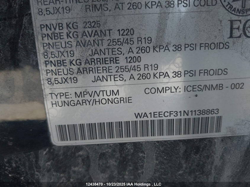 WA1EECF31N1138863 2022 AUDI Q3 photo no. 9