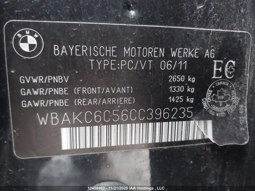 2012 BMW Alpina B7 xDrive VIN: WBAKC6C56CC396235 Lot: 12438493