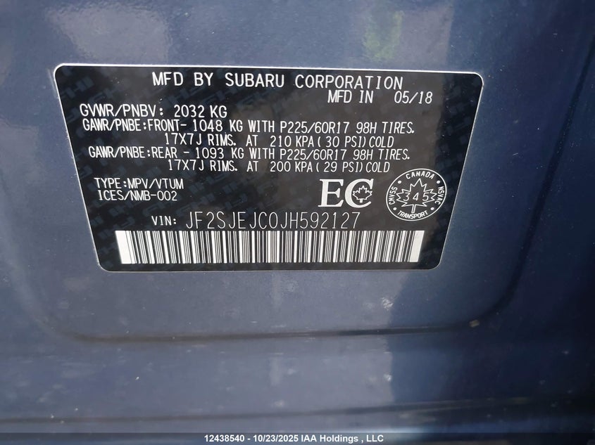 JF2SJEJC0JH592127 2018 SUBARU FORESTER photo no. 9