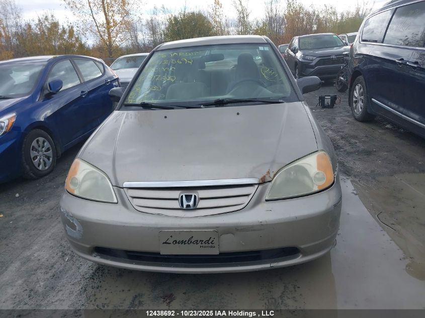 2003 Honda Civic Lx VIN: 2HGES16693H917232 Lot: 12438692