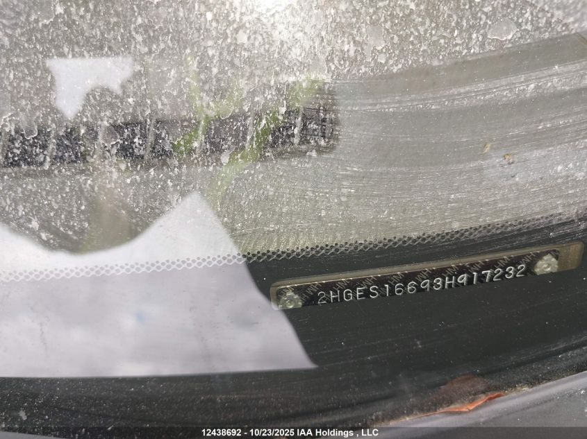 2003 Honda Civic Lx VIN: 2HGES16693H917232 Lot: 12438692