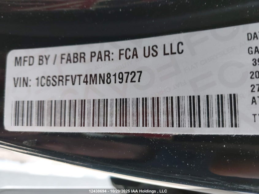 1C6SRFVT4MN819727 2021 RAM 1500 photo no. 9