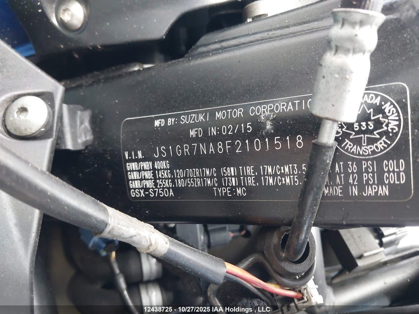 JS1GR7NA8F2101518 2015 SUZUKI GSX-S photo no. 12