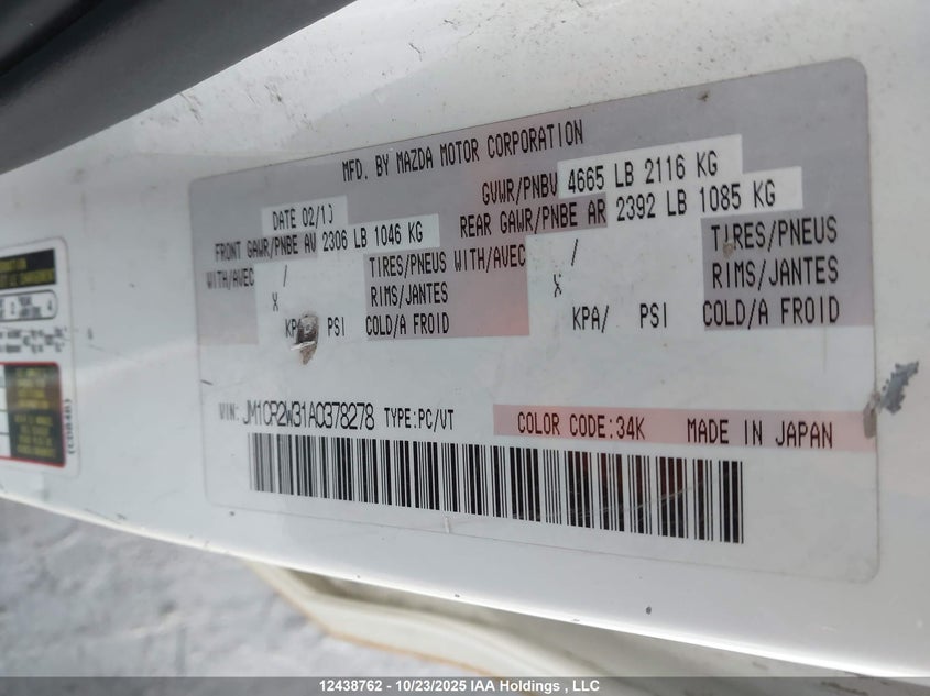 JM1CR2W31A0378278 2010 MAZDA 5 photo no. 18