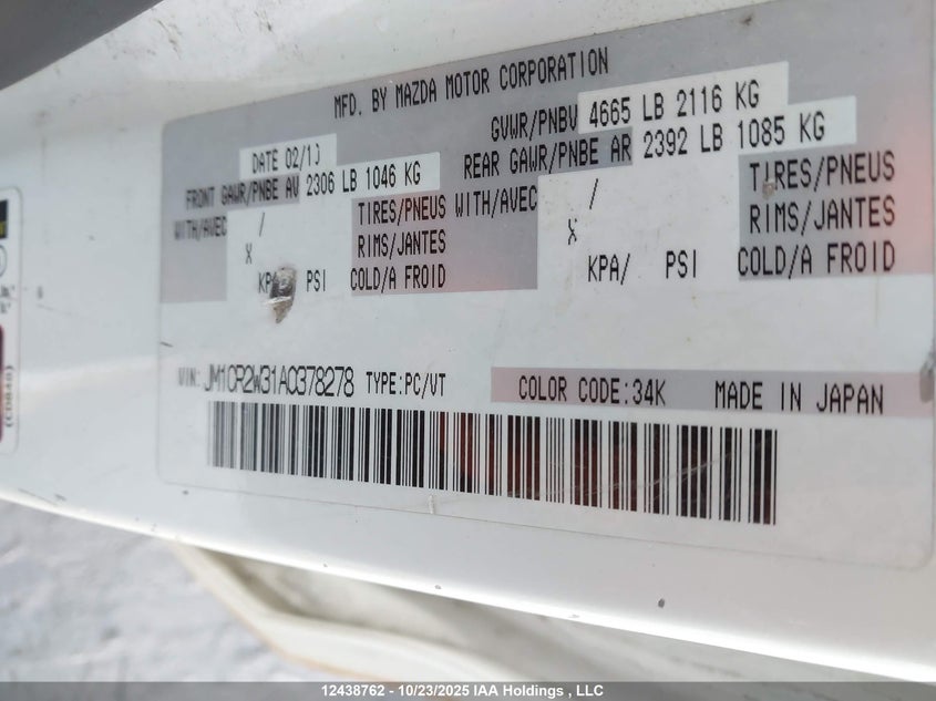 JM1CR2W31A0378278 2010 MAZDA 5 photo no. 9