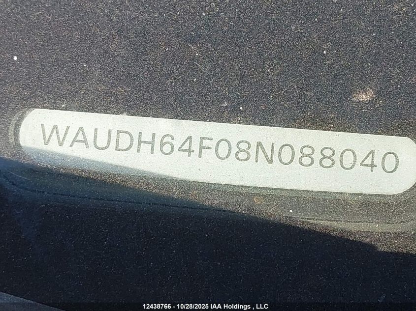 2008 Audi A6 3.2 Quattro VIN: WAUDH64F08N088040 Lot: 12438766