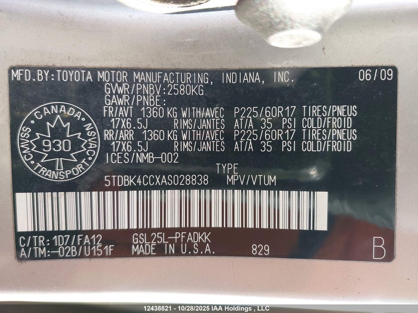 5TDBK4CCXAS028838 2010 TOYOTA SIENNA photo no. 18