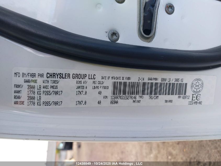 2014 Ram 1500 St VIN: 1C6RR7KG1ES270146 Lot: 12438849