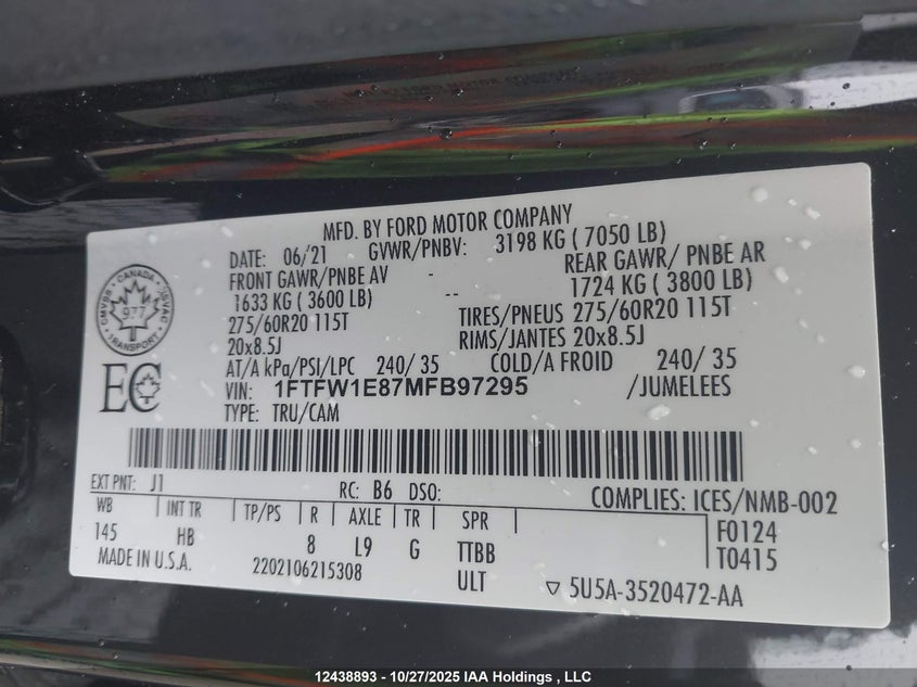 1FTFW1E87MFB97295 2021 FORD F-150 photo no. 18