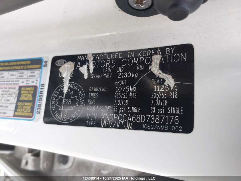 2013 Kia Sportage Sx VIN: KNDPCCA68D7387176 Lot: 12438914