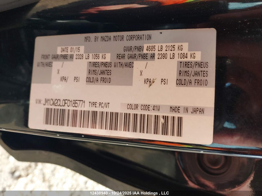 2015 Mazda Mazda5 Gs VIN: JM1CW2CL0F0185771 Lot: 12438940