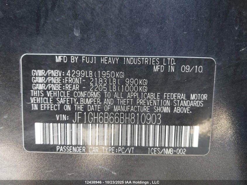 JF1GH6B66BH810903 2011 SUBARU IMPREZA photo no. 18
