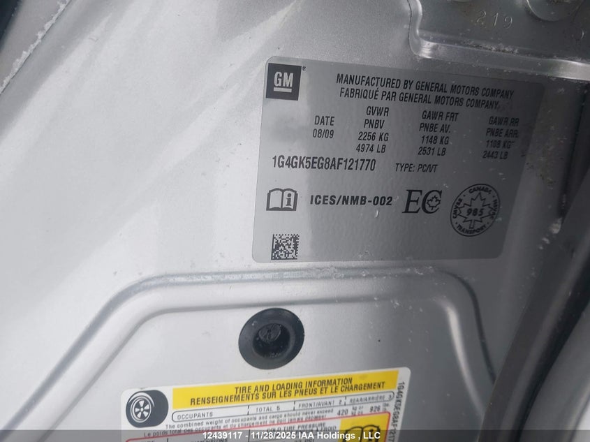 1G4GK5EG8AF121770 2010 BUICK LACROSSE photo no. 9
