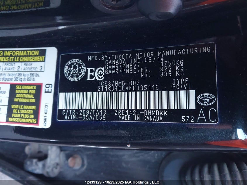 2T1KU4EE4EC135116 2014 TOYOTA MATRIX photo no. 9