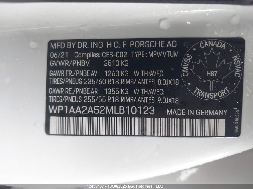 WP1AA2A52MLB10123 2021 PORSCHE MACAN photo no. 17
