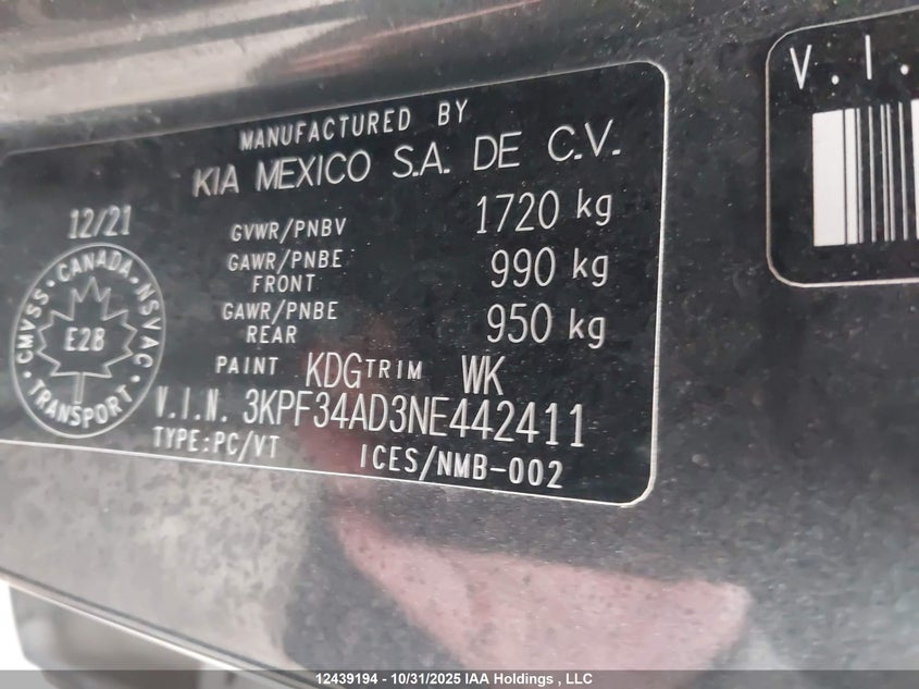 3KPF34AD3NE442411 2022 KIA FORTE photo no. 9