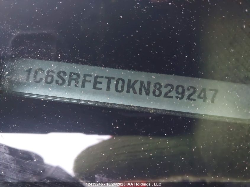 2019 Ram 1500 Sport/Rebel VIN: 1C6SRFET0KN829247 Lot: 12439246