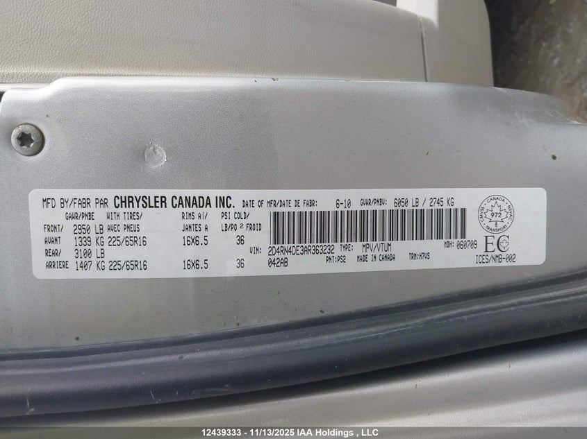 2D4RN4DE3AR363232 2010 DODGE CARAVAN photo no. 9