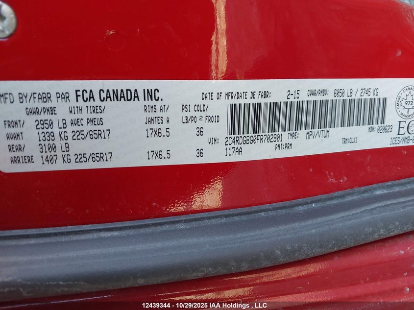 2C4RDGBG0FR702901 2015 DODGE CARAVAN photo no. 9
