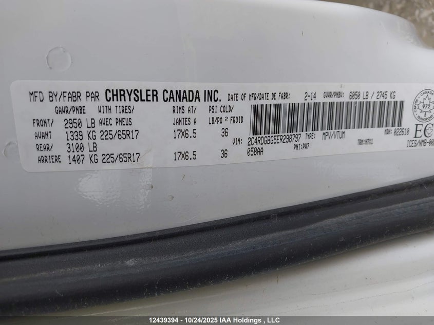 2C4RDGBG5ER298797 2014 DODGE CARAVAN photo no. 9