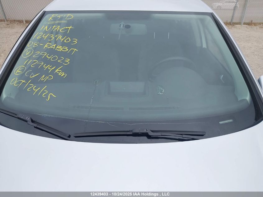 2008 Volkswagen Rabbit VIN: WVWDA71KX8W294023 Lot: 12439403