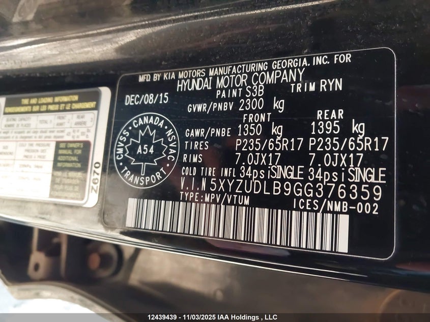 5XYZUDLB9GG376359 2016 HYUNDAI SANTA FE photo no. 18