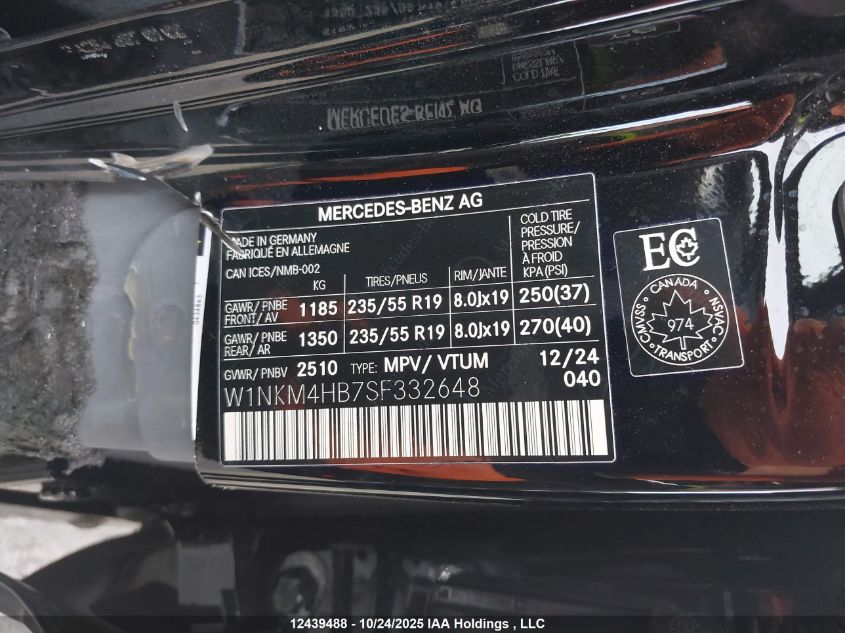 2025 Mercedes-Benz Glc 300 4Matic VIN: W1NKM4HB7SF332648 Lot: 12439488