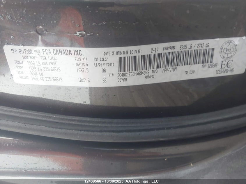 2C4RC1EG8HR694979 2017 CHRYSLER PACIFICA photo no. 9