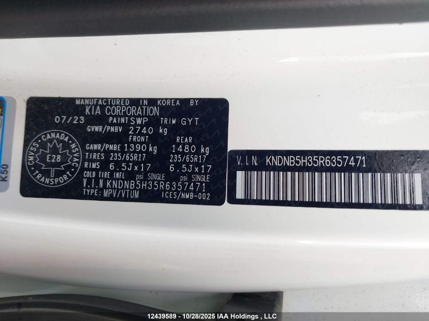 2024 Kia Carnival Lx VIN: KNDNB5H35R6357471 Lot: 12439589