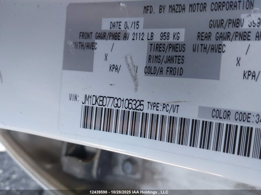 2016 Mazda Cx-3 Gt VIN: JM1DKBD77G0106325 Lot: 12439598