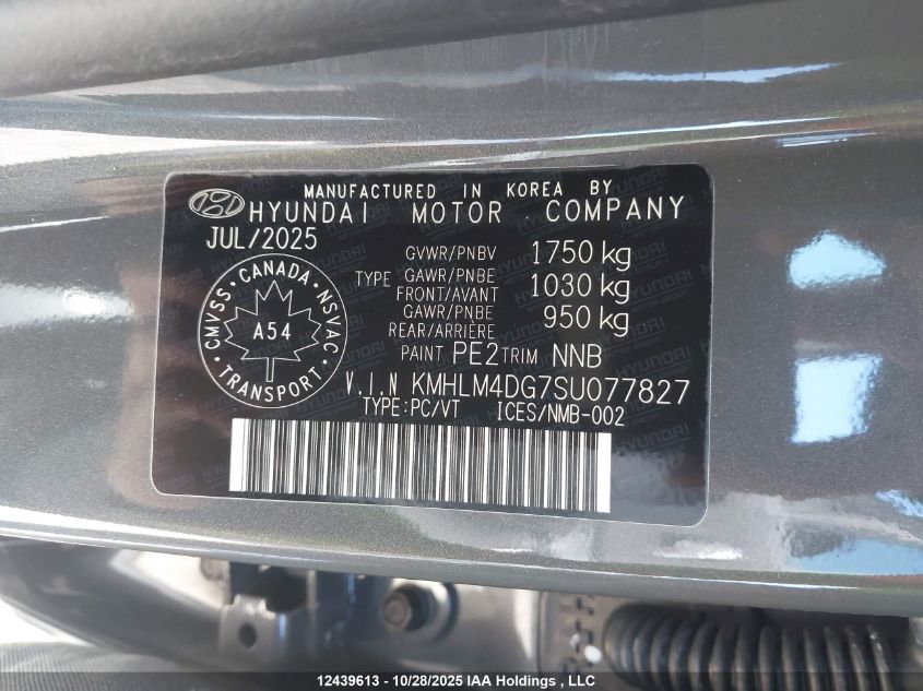 2025 Hyundai Elantra Preferred W/Tech Package VIN: KMHLM4DG7SU077827 Lot: 12439613